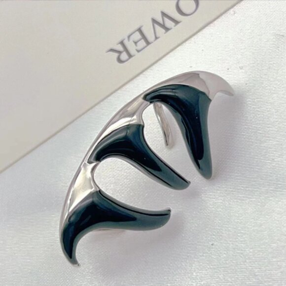 Unisex Cyberpunk Cybercore Ear Cuff Clip Silver Black Men Women Gothic Y… - Picture 4 of 4